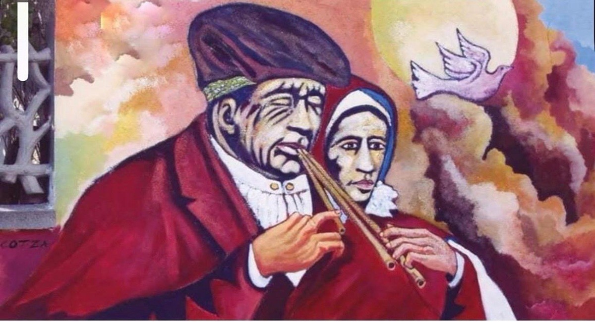 Villamar, il murale delle launeddas di Antioco Cotza