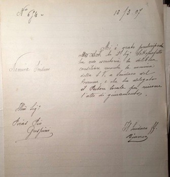 Notifica relativa alla elezione di Pio Piras alla carica di sindaco. (Archivio Comune di Guspini)