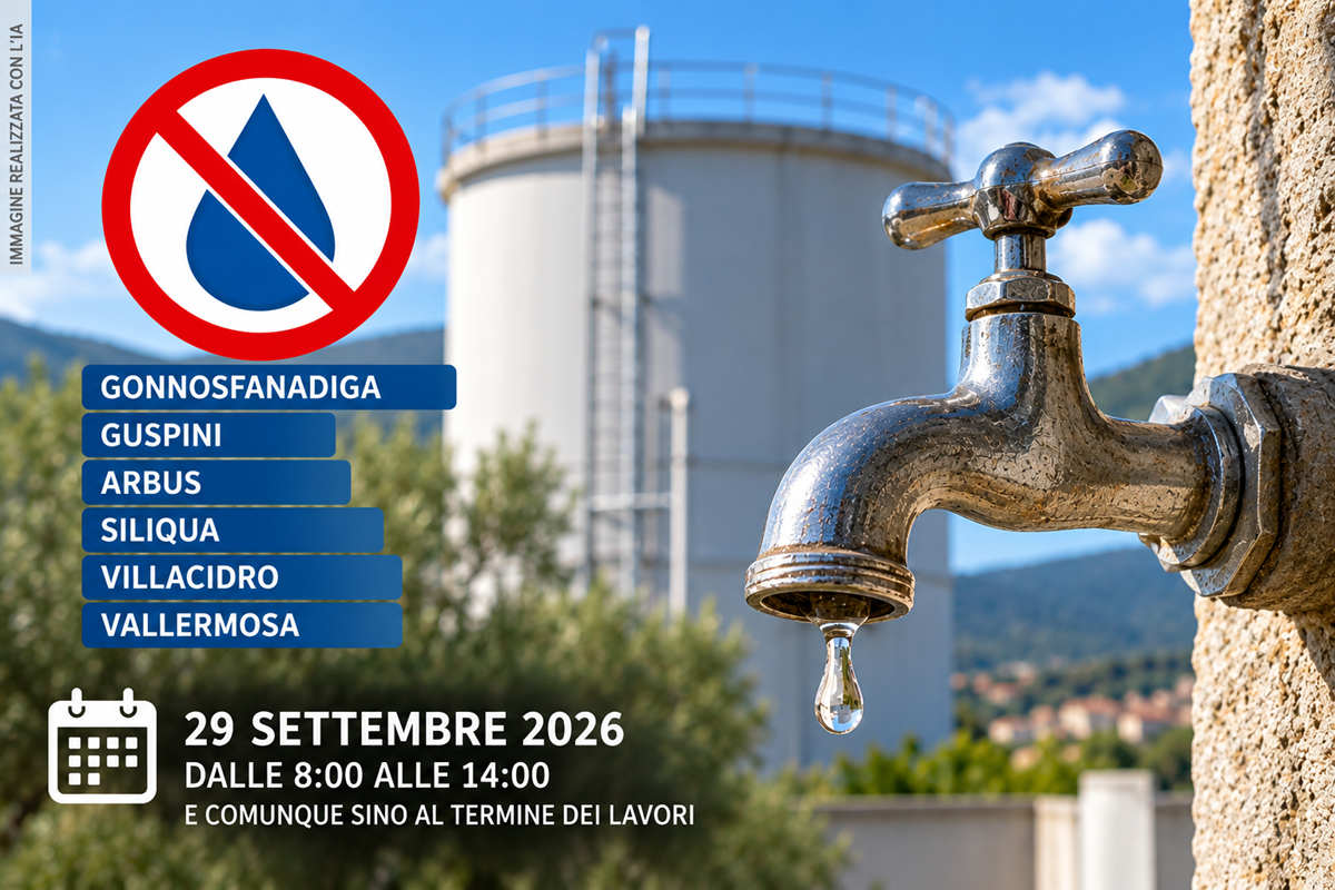 Possibili cali di pressione nella fornitura d'acqua in 6 comuni