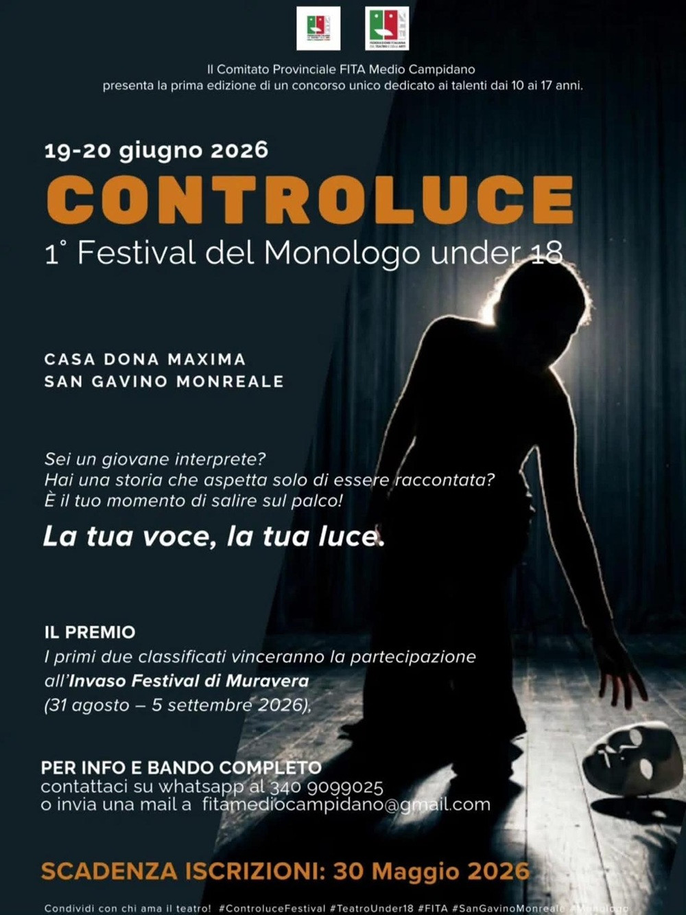 Controluce 2026,  il festival del monologo under 18