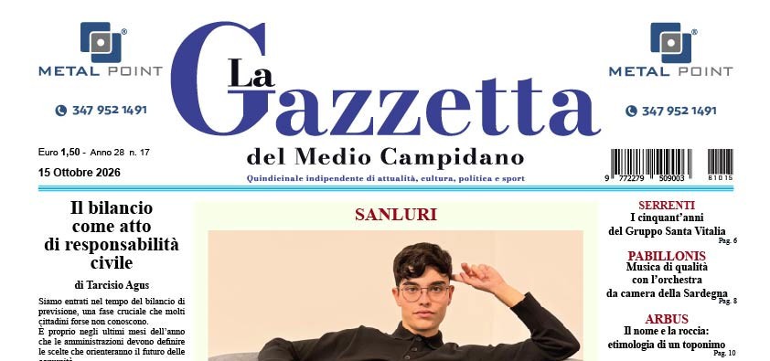 La Gazzetta del Medio Campidano del 15 ottobre è in edicola