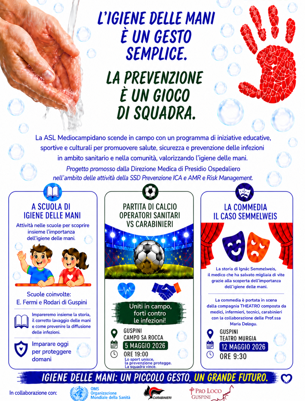Igiene delle mani, eventi tra scuole, sport e teatro