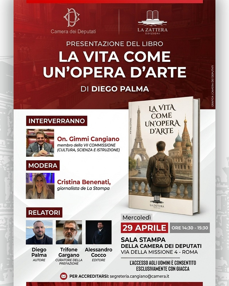 Alla Camera il libro di Diego Palma La vita come un’opera d’arte  