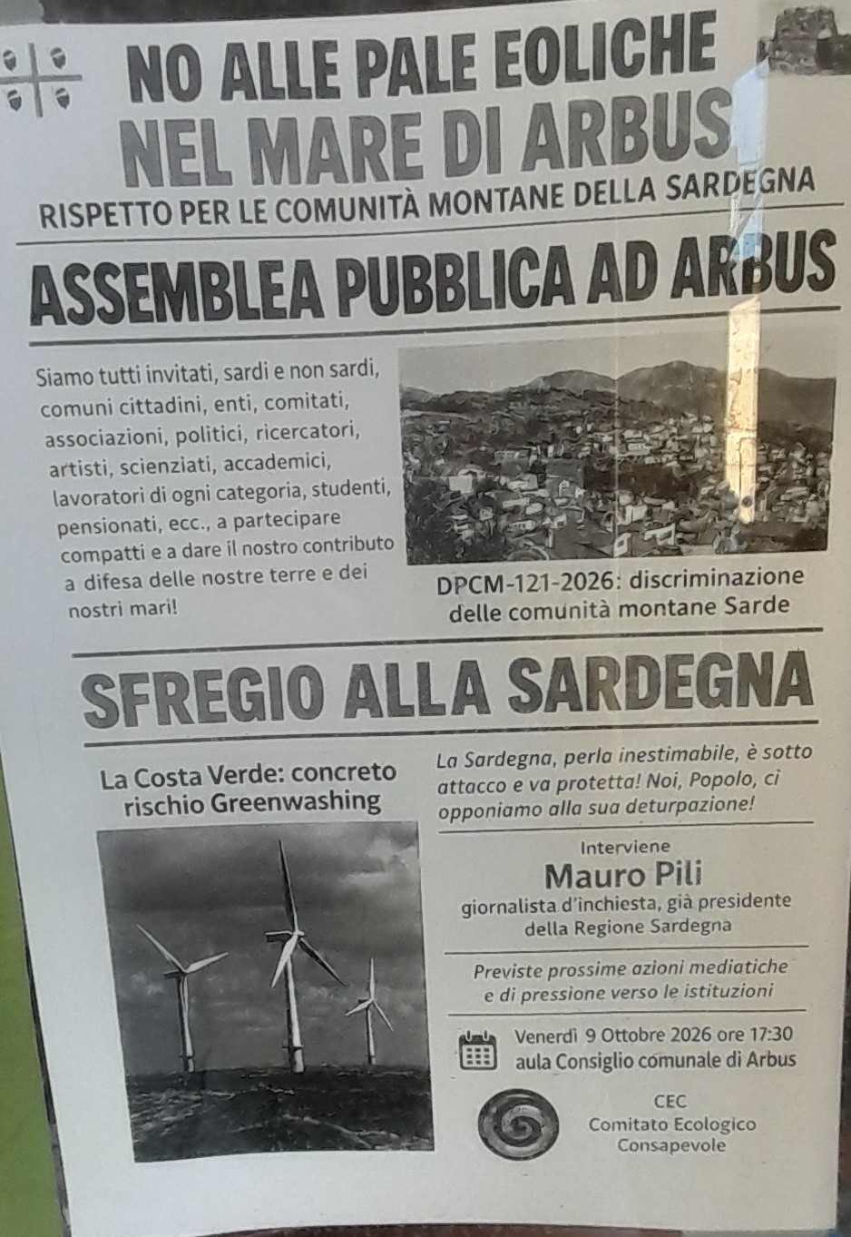 Arbus, pale eoliche offshore? No grazie