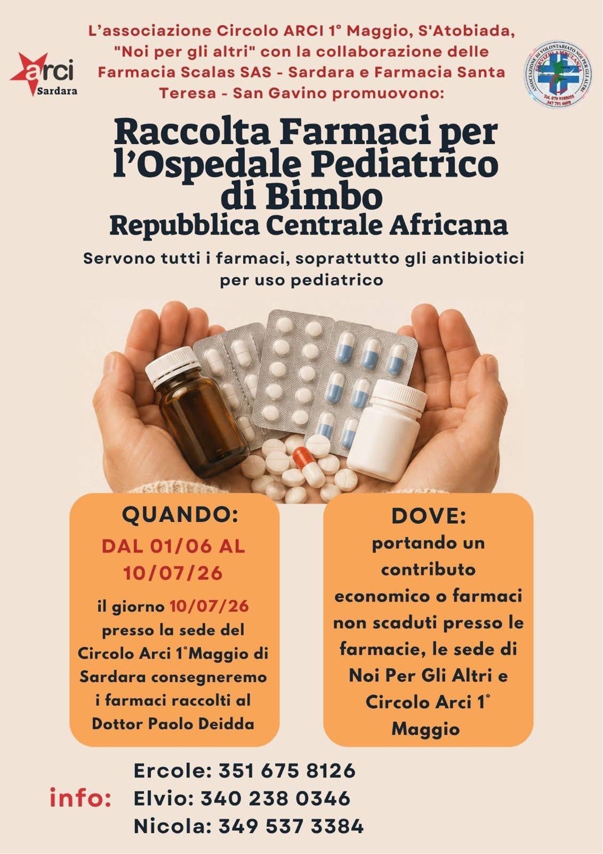 Sardara: raccolta di farmaci per l’ospedale pediatrico di Bimbo