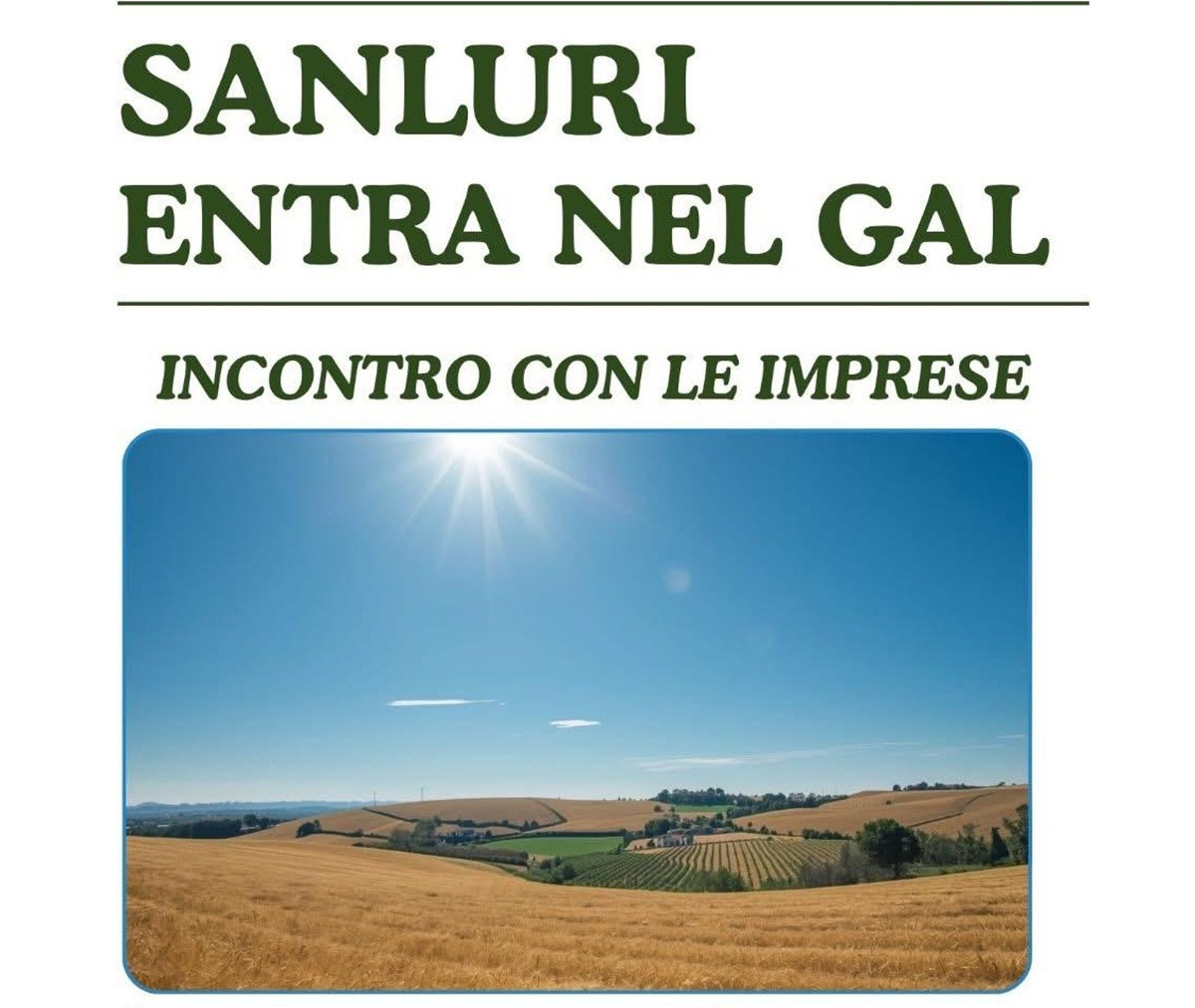 Sanluri: venerdì 10 aprile incontro con le imprese a seguito dell'annuncio dell'ingresso nel Gal Marmilla